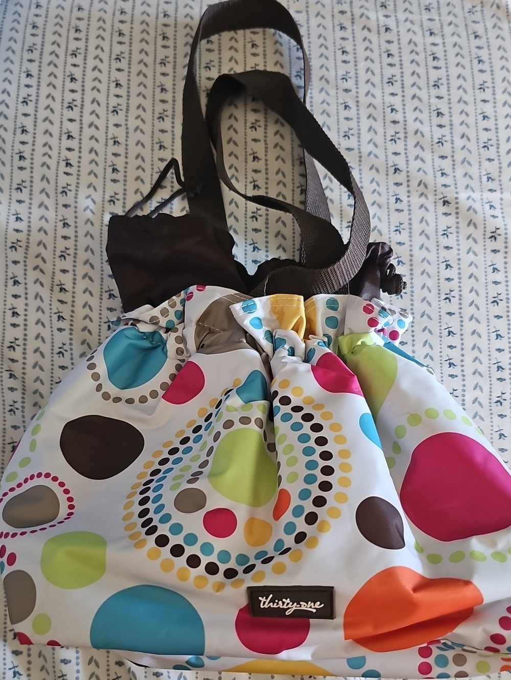 thirty-one Lunch Bag Swimsuit Multicolor Dot Drawstring Tote  Thermal Waterproof